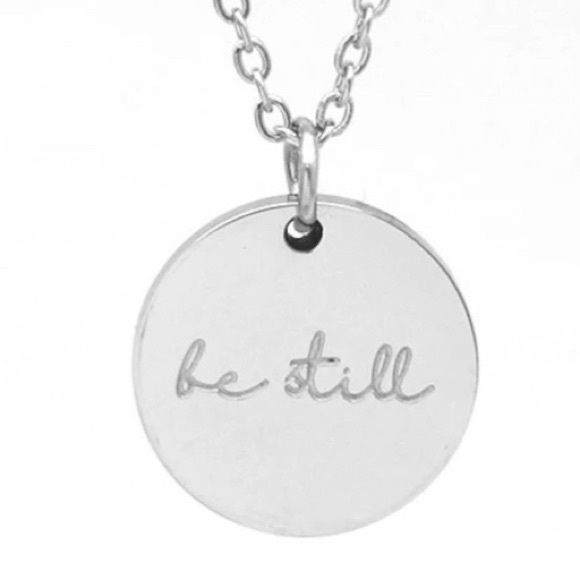 Be Still Silver Medallion Necklace - Picture 1 of 13